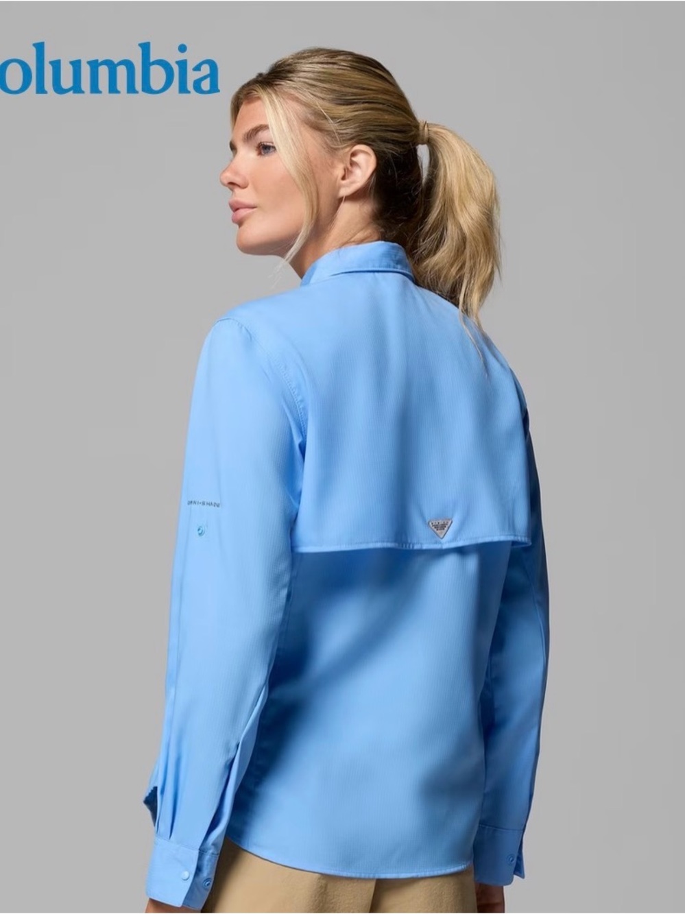 NEW Womens Columbia Tamiami Light Blue Women's Long-Sleeve Button Shirt Sz Med - Picture 2 of 8